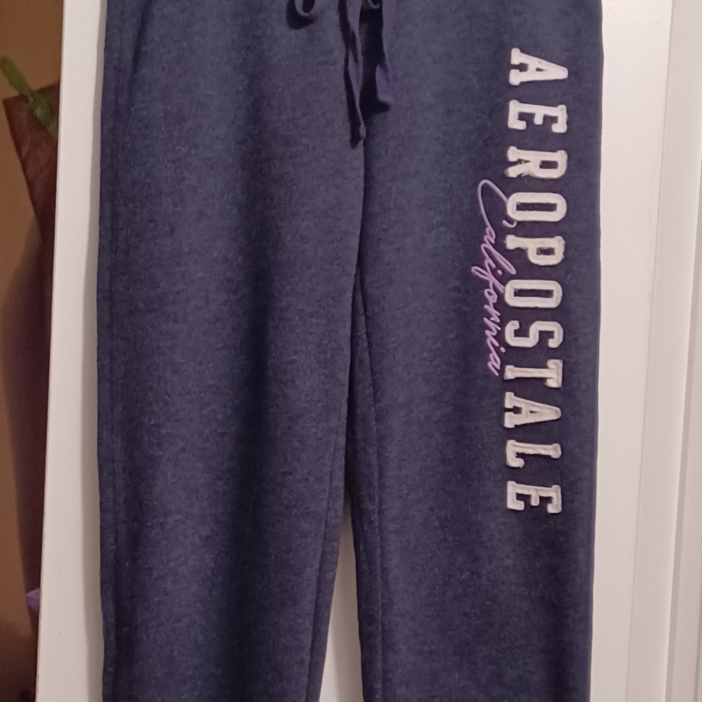 Aeropostale Blue Joggers with White and (California )Purple Logo Size Small